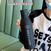 客製化姓名運動水壺 500ML/17OZ 雙層不鏽鋼保溫窄口水瓶附掛繩，冷熱皆適用，適合戶外、瑜珈、居家、生日與節日禮物、畢業禮物 - 多色 - 查看 11