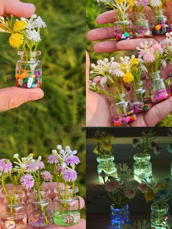3/5pcs Luminous Car Decorations, Wish Vases, Simulated Flower Decorations In The Car, Center Console Decorations, Office Desktop Decorations, TV And Computer Decorations