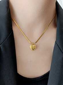 1 Stück minimalistischer, vielseitiger Herz- & Buchstaben 18K Goldplattierter Edelstahl Anhänger Halskette, geeignet für den täglichen Gebrauch und als Geschenk zum Geburtstag/für Paare