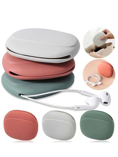 3pcs Silicone Earphone Storage Bag Data Cable Storage Bag Charger Earplug Storage Case Bluetooth Earphone Storage Bag