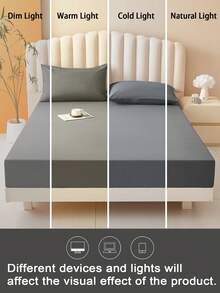 1pc Solid Color Waterproof Mattress Protector, Skin-Friendly, Soft & Comfortable, Mattress Cover, Bedroom Bedspread, Cozy Sleep Mattress Pad, Suitable For All Seasons - Dark Grey - View 10