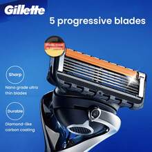 GILLETTE 吉列锋隐5 ProGlide高级男士手动剃须刀礼盒套装，包含1个刀柄、2个刀头和1个磁吸式充电底座 - 銀色 - 查看 5