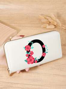 Burgundy Bag Charry Red Bag Wine Red Bag, A-Z Letter Print Fold Over Long Wallet Women Fashion Modern Business Slim Portable Versatile Large Capacity Credit Card Zipper ID Card Money Cash Storage Business Casual Perfect School College Work Business Commute Teachers' Day Back To School Holiday Office For Birthday Gift On Valentine Day Lady Female Women White-Collar Workers College Student,Bag School Supplies For School Dorm Room & Back To School - Burgundy - View 69