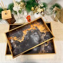 1pc High Quality Home Hotel Party Tray Water Cup Living Room Aromatherapy Storage Rectangular Plate Snack Living Room Desktop Cosmetic Storage Tray Multifunctional Rectangular Tray - Multicolor - View 3