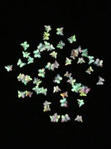 1 Caja Pegatinas de uñas con mariposas 3D Aurora, lentejuelas holográficas simuladas de mariposa de pulpa de madera, brillos de acrílico para decoración de uñas