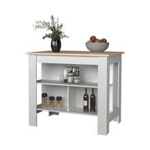 Light Pine And White Kitchen Island With Open Storage - as pic - View 4