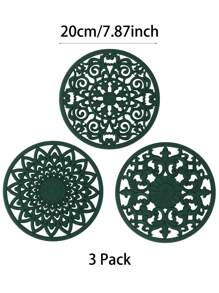 Set Of 3pcs Traditional Silicone Trivet Mat(20cm/7.87inch)(16cm/6.3nch) - Non-Slip & Heat Resistant Kitchen Hot Pads For Countertops & Table - Kitchen Trivets For Hot Dishes & Cookware - Hot Pot Holder For Pots & Pans