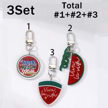 2d Shiny Flashing Watermelon Keychain Unisex Acrylic Pendant Key Ring Accessories Key Chain Christmas Gift Souvenir Car Accessories Bag Decoration School Letters Cute Goth Y2k - Silver - View 8