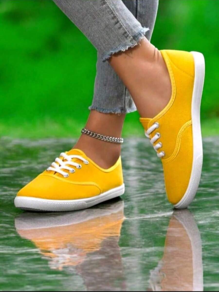 calzado para mujer De moda Tela - Amarillo - Ver 1