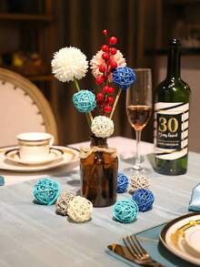 12pcs Ocean Series Vase Filler Rattan Balls, Suitable For Crafts, Parties, Wedding Table Decor, Fragrance Accessories. Rattan Ball Vase Filler, Woven Rattan Balls, Decorative Woven Rattan Balls - Multicolor - View 6