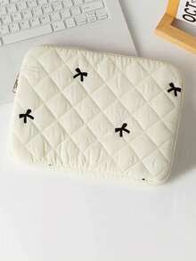 Portable Large Capacity Cute Bow Embroidered Laptop Sleeve Bag, Suitable For 11" /13" /15" IPad/Tablet/Notebook, Prevents Scratches, Protective Inner Lining - Multicolor - View 8