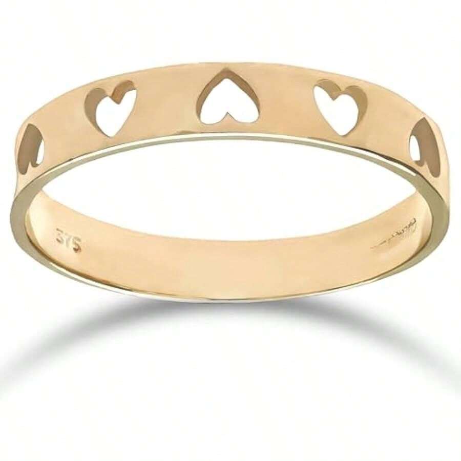Women's 9 Ct Yellow Gold Heart Ring - T - View 1
