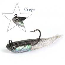 10pcs Soft Small Grey Silver Fish Fish With Lead Hook Decoy Artificial Sub-Simulation Bait Bionic Fork Tail Fishing Lure - Black and White - View 2