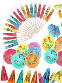20 pezzi/50 pezzi/70 pezzi/100 pezzi Ombrellini, parasole, decorazioni per cocktail, decorazioni per cupcake, vari colori e design, Hawaii, Hawaii, Tiki, rinfrescanti per l estate hawaiana, spiaggia, viaggio