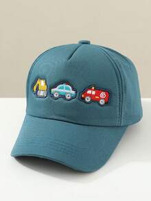 1 pieza Gorra de béisbol casual de protección solar con bordado de coche y excavadora para niños, gorra deportiva para exteriores y viajes, primavera/verano - auto - Ver 17