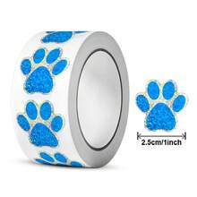 500pcs Holographic Blue Cartoon Animal Paw Print Stickers - Blue - View 1