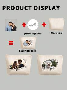 Personalized Customizable Storage Pouch, Customized Women's Makeup Bag, Wallet, Pencil Case, Cat Photo Customized, Photo Pattern Customized, Toiletry Storage Bag, Multi-Functional Storage Pouch, Zipper Phone Wallet, Pencil Case, Cosmetic Bag, Mother's Day Gift, Teacher's Day Gift, Valentine's Day Gift Handbag, Multi-Functional, Lightweight - Beige - View 6