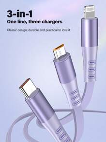 Durcord Kabel do szybkiego ładowania 3 w 1 i chowany kabel 120 W, ładowarka samochodowa, kompatybilna z popularnymi markami, takimi jak Vivo/OPPO, i zintegrowana z interfejsami IOS/Android/Type-C - szybka i bezpieczna przenośna ładowarka do telefonów, tabletów i laptopów - certyfikat MFI, kabel zapewniający doskonałą trwałość, kompaktowa i lekka konstrukcja