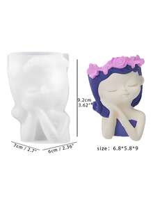 DIY 硅胶模具，适用于仙女花瓶、淑女头多肉植物花盆、混凝土铸件、环氧树脂笔筒、家居和花园装饰 - 白色 - 查看 8