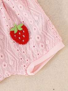 2pcs Baby Girls Cute Breathable Hollow Out Sling Bodysuit + Shorts Set, Lightweight Summer