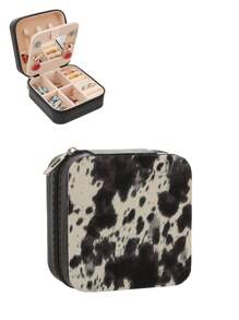1pc Animal Print (Leopard & Cow) Faux Leather Jewelry Box, Detachable And Stylish, Suitable For Valentine's Day, Mother's Day, Birthday, Graduation Gifts