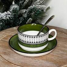 1 Conjunto Xícara de Café e Pires de Cerâmica, Estilo Vintage Xícara de Latte Voltar às Aulas