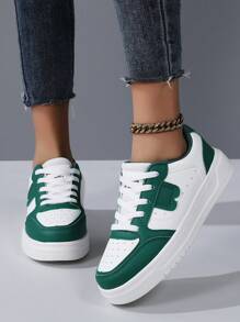 Neue Damen Lässig Sport Schuhe, Mehrfarbiges Patchwork, Große Größen 36-45, flache Schuhe, Damen Frühling Sommer weiße Sneaker, modisch vielseitig, leicht atmungsaktiv, Trainingsschuhe, Schulanfang