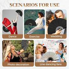 1 件双面黑色功夫扇，传统武术折扇，阴阳太极表演扇，排舞 Popping 扇，舞蹈爱好者礼物 - 适用于排舞、Popping Battle、中国文化展示、禅宗家居装饰、男女武术礼物