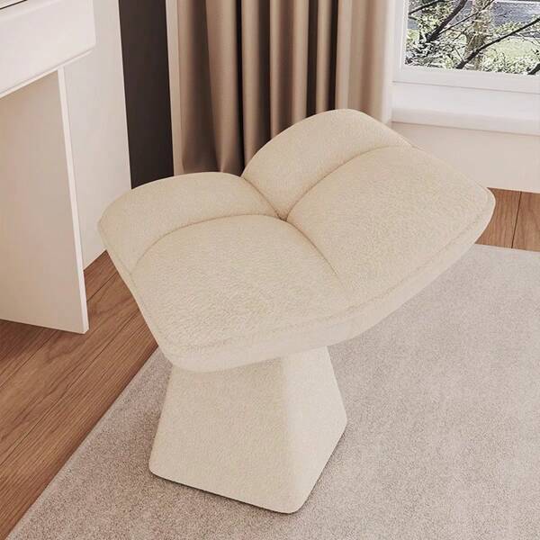 1pc Rotatable Vanity Stool, Bedroom Makeup Chair, Soft & Comfortable Multifunctional Pouf