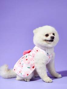 PETSIN 1 件粉色蝴蝶结宠物裙，适合春夏季中小型猫狗圣诞节节日礼物 - 粉色 - 查看 2