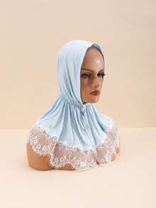 1pc Fashionable Casual Polyester Lace Breathable Sun Protection Scarf Headwrap, Versatile For Spring, Summer, Autumn - Multicolor - View 4