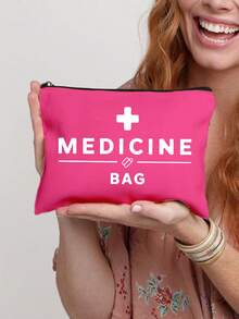 1pc Nurse Themed Cosmetic Bag Printed With Letters "Medican Bag" And Pill Pattern, Drug Storage Bag,Casual Style,Medical Staff Storage Bag, Thermometer Graphic Print, Hand Washable - Ideal For Medicationsuitable For Beaches, And Holidays, Camping, And Road Tripscosmetics Bag,Gifts For Friends And Teachers, Home Essentials, Bathroom Storage Bag,Mother's Day Gifts, Nurses' Day Gifts, Teacher Gifts - White - View 14