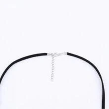 1 szt. Modny srebrny/złoty wisiorek z 7 pierścieniami na 32-calowym czarnym zamszowym sznurku naszyjnik - Antyczne srebro - Zobacz 6