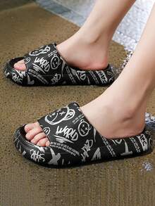 Zapatillas de ducha antideslizantes de EVA para hombre, de uso en interiores y exteriores, nuevas para el verano, estilo de celebridad de la red - Negro - Ver 5