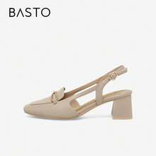 BASTO Besthito Metallic Buckle Chunky Heel Open Toe Women Sandals RJF19BH3