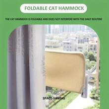 Cat Window Hammock Perch Cordless Perches Window Sill Seat Bed Foldable Stable Lounger Upgraded Suction Cup Easy Assembly Indoor Cats Kitty Shelf Hold Up To 55lbs,Suitable For All Seasons, Breathable And Soft,Gift, Present, Celebration