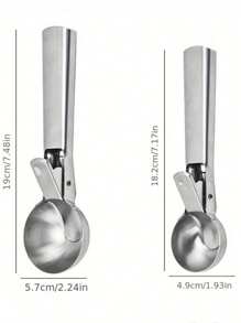 Home Creative Reboundable Ice Cream Scoop, Fruit Scooper, Stainless Steel Ice Cream Scoop, Great For Frozen Yogurt, Multifunctional Ice Cream Scoop, Stainless Steel Dual Purpose Scoop, Convenient Ice Cream Scoop