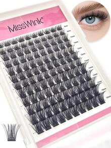 Miss Wink 120 Clusters Dense Curly Segmented Self-Lash False Eyelashes Individual DIY Imitation Mink Single Cluster Fluffy Natural Soft D 0.07mm 8-16mm Mixed Hand-Made Eyelash Extension For Cartoon Lashes Daily Makeup Lash Clusters, Eyelash Clusters, Individual Eyelashes, Lashes, Fake Lashes