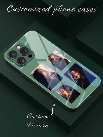 1pc Customizable Photo Metal Painted Tempered Glass Phone Case, Compatible With Samsung S24 Ultra/S25 Ultra, 14 Ultra/Redmi Note 14 Pro, 17/16/15/14 Plus/13 Pro/12 Pro Max/11/Xs Max/8/7/6 Plus, & Sweet, Best Gift For Friends, Parents, Boyfriend/Girlfriend