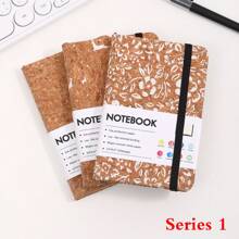 New A6 Wood Grain Binding Notebook With Elastic Band, Hard Cover Suitable For Students And Office Workers, Ideal Office Stationery And Supplies Notebook, Suitable For Note-Taking And Organization.