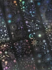 (Set de 3) Pegatinas de galaxia estrellada brillante de PET, pegatinas decorativas de alta calidad para scrapbooking, planificadores, diarios, manualidades DIY