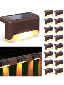 8 件装太阳能甲板灯户外太阳能台阶灯防水 LED 太阳能灯适用于户外楼梯、台阶、栅栏、庭院、露台和小路太阳能花园灯户外防水、户外婚礼生日春雨装饰庭院（彩色）