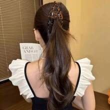 1 Haarspange mit Leopardenmuster und schwarzer kralliger Form: Bananen-Spange, Schildkrötenschalen-Spange, Bohnenspange, Pferdeschwanz-Spange, geeignet für tägliches Haarstyling Haarspangen