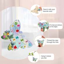 40-Piece Butterfly & Flower Craft Kit - Natural Wooden Boards For Painting/Arts & Crafts, Suitable For Art Activities, Birthday Gifts, Christmas Parties, Includes Watercolor Pens And Gem Stickers