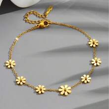 1 Peça Pulseira de Tornozelo Minimalista e Elegante Estilo Boho de Margarida em Aço Inoxidável, Adequada para Uso Diário ou Transporte para Mulheres, Pode Ser Dada como Presente do Dia das Mães