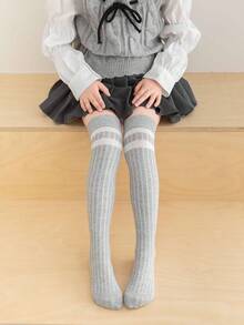 1 Pair Kids Long Striped Socks, Thin Spring/Summer Over-The-Knee Tall Socks For Boys & Girls - Multicolor - View 2