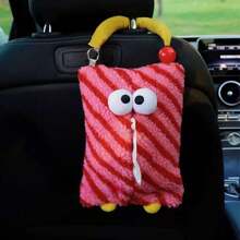 Cute Monster Car Tissue Paper Holder/Car Seat Hanging Tissue Box/Creative Cartoon Car Interior Decor/Bedroom Plush Tissue Box Cover