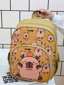 Cute Cartoon Capybara Print Backpack - Multicolor - View 5