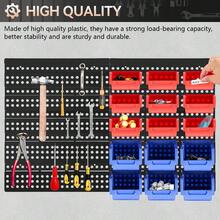 32Pcs Wall Mounted Storage Bins Backboard DIY Stackable Workshop Storage For Tools Hardwares Crafts 64 X 41cm Plastic Bin Panel Rack With Screws For Tool Shed Garage Workshop - Red and Blue - View 3