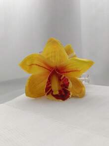 1/2 件优雅女士仿真兰花发爪夹，简约时尚发饰，适合发髻，适合日常外出、旅行、度假、海滩配饰秋冬发夹女士发饰